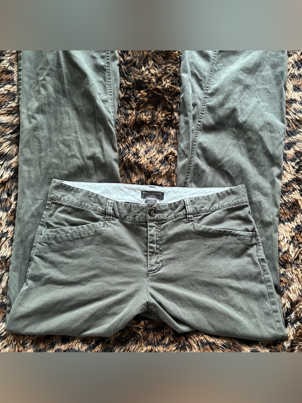 Casual Banana Republic Stretch Flare Pants in Olive Green
